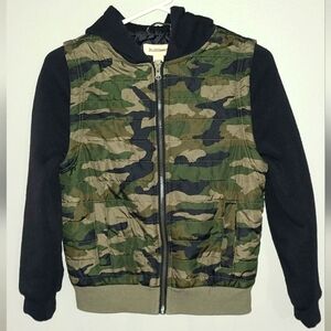 RuffHewn‎ black hoodie with camo vest attached size M (10/12) jacket swea…